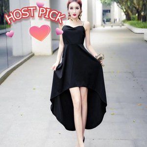 SHEIN Sexy High-Low Black Dress